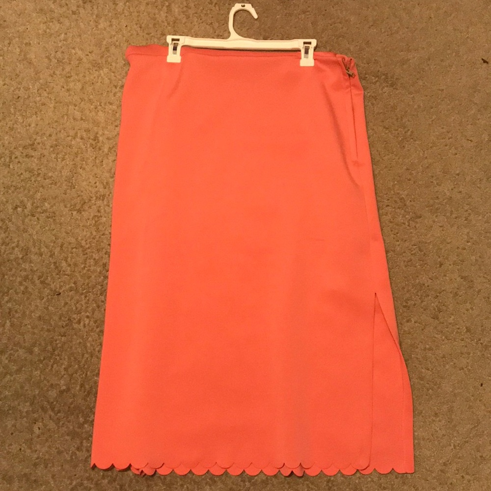 Coral pencil skirt with a split